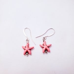 Pink Howlite Starfish Earrings NEW